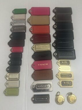 Coach Replacement Hangtags Lot 35 Leather Metal Logo Tags Keychain Charm Set